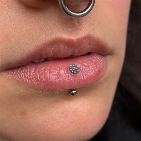 labret and lip piercing